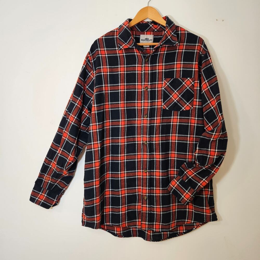 Northeast Outfitters Flannel Shirt Red Plaid XLT Button Up Long Sleeve EUC